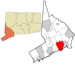 Location in Fairfield County and the state of Connecticut