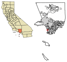Location of Hermosa Beach in Los Angeles County, California.