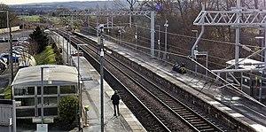 Bridge of Allan railway station, Sterling. View from the road overbridge.jpg