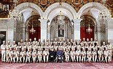 Khaki-clad officers supervise a peaceful demonstration