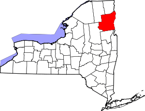 Map of New York highlighting Essex County