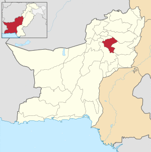 Map of Balochistan with Sibi District higlighted