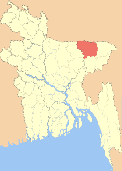Location of Sunamganj District in Bangladesh