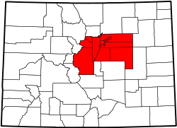 Location of Denver–Aurora–Lakewood, CO Metropolitan Statistical Area in the State of Colorado.