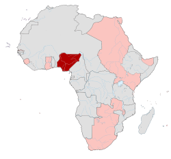 Nigeria (red) British possessions in Africa (pink) 1914