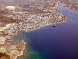 Aerial view of Cambridge Bay looking northeast, 1999