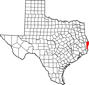 Map of Texas highlighting Newton County