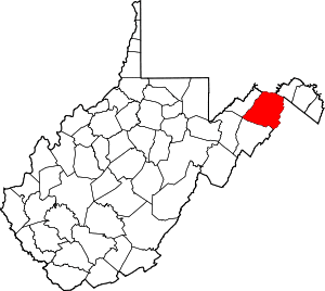 Map of West Virginia highlighting Hampshire County
