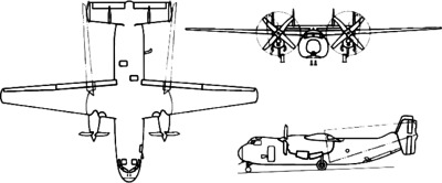 Orthographically projected diagram of the C-2A Greyhound