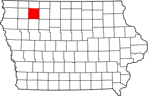 Map of Iowa highlighting Clay County
