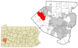 Location in Allegheny County and state of Pennsylvania