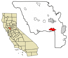 Location of Davis in Yolo County, California