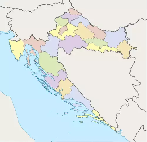 Map of Croatian counties and county capitals. Zagreb is capital of the Zagreb County enveloping the city of Zagreb