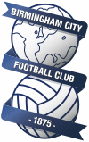 Badge of Birmingham City: a line-drawn globe above a football, with ribbon carrying the club name and date of foundation