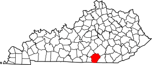 Map of Kentucky highlighting Wayne County