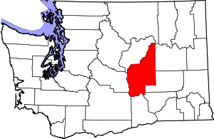 Map of Washington highlighting Grant County