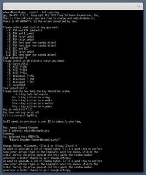 Key pair generation process in Unix terminal emulator