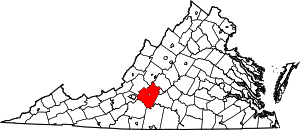 Map of Virginia highlighting Bedford County