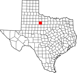 Map of Texas highlighting Haskell County