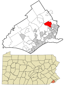 Location in Delaware County and the U.S. state of Pennsylvania