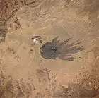 Satellite image of Tarso Toussidé showing Pic Toussidé and Trou au Natron