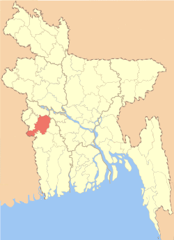 Location of Jhenaidah District in Bangladesh