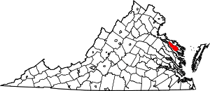 Map of Virginia highlighting Richmond County