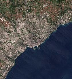 Satellite image of the Greater Toronto Area from 2018
