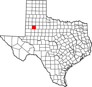 Map of Texas highlighting Lynn County