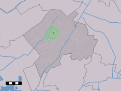 The town centre (dark green) and the statistical district (light green) of Wapse in the municipality of Westerveld.