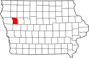 Map of Iowa highlighting Ida County