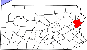 Map of Pennsylvania highlighting Monroe County
