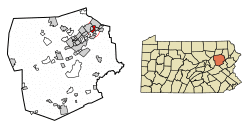Location of Pittston in Luzerne County, Pennsylvania.