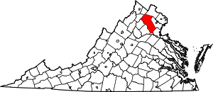Map of Virginia highlighting Fauquier County