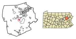 Location of Nuangola in Luzerne County, Pennsylvania.