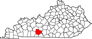 Map of Kentucky highlighting Warren County